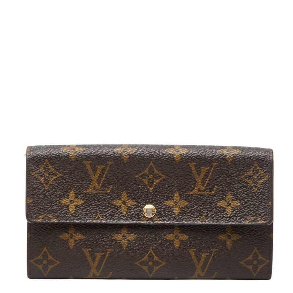 Louis Vuitton Monogram Portefeuille Sarah Long Wallet Brown Leather